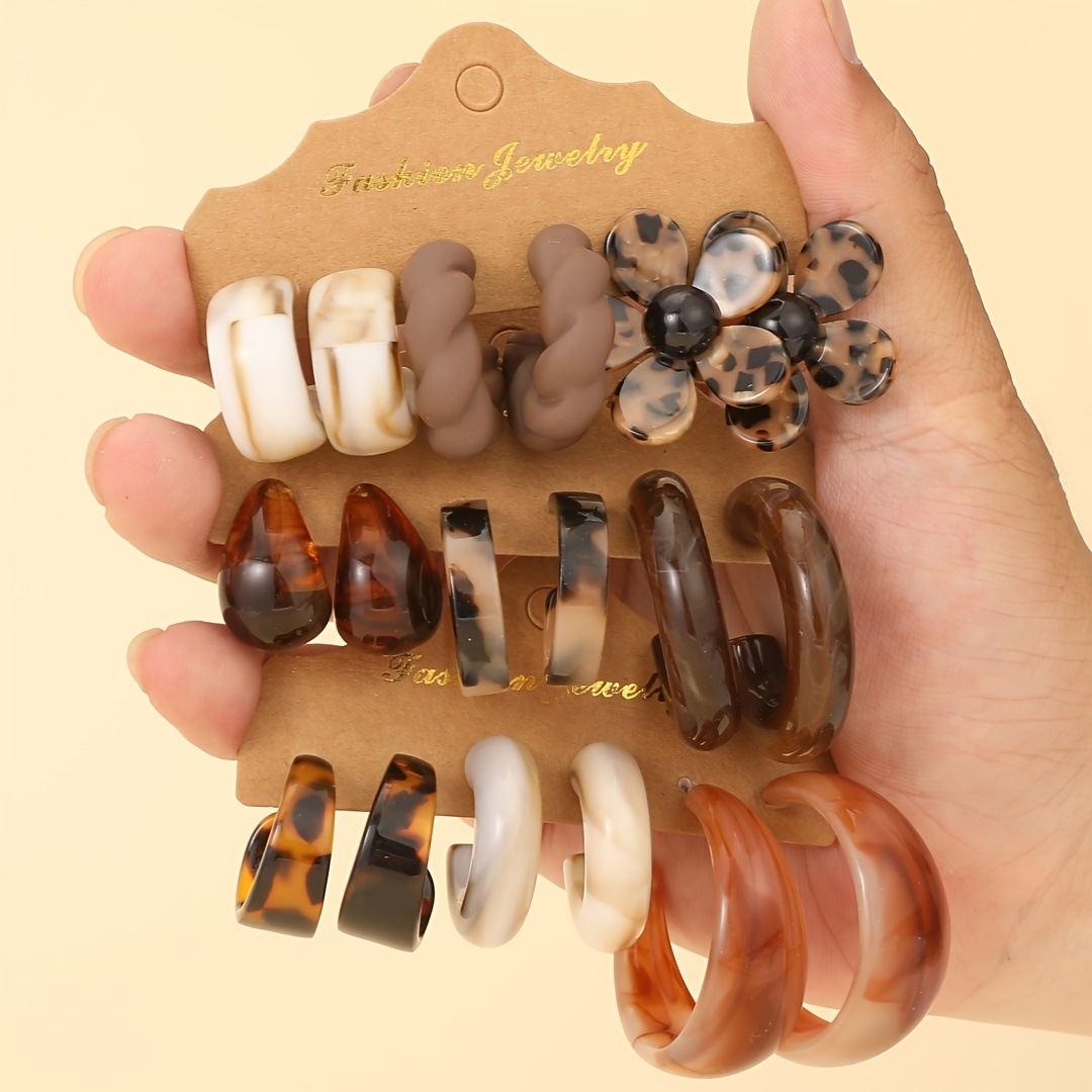 TEMU 3/9 de Aretes de Moda con Flores y Forma de de Superficie Irregular, Estilo Fácil para el Uso