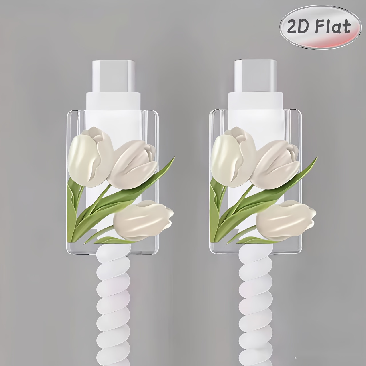 TEMU D Flat 2pcs Data Cable Protective Cover, Anti-breakage, Type- Phone Data Cable Protector, Beautiful And Durable (without Electricity)