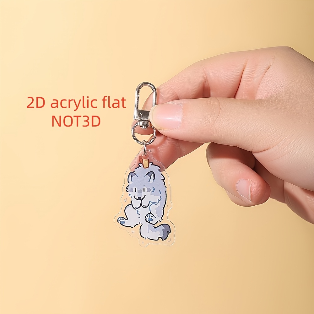 TEMU 2d Flat, 1pc, Cartoon Dog Acrylic Keychain Accessory Bag Ornament Cute Backpack Pendant Key Ring Friend Gift