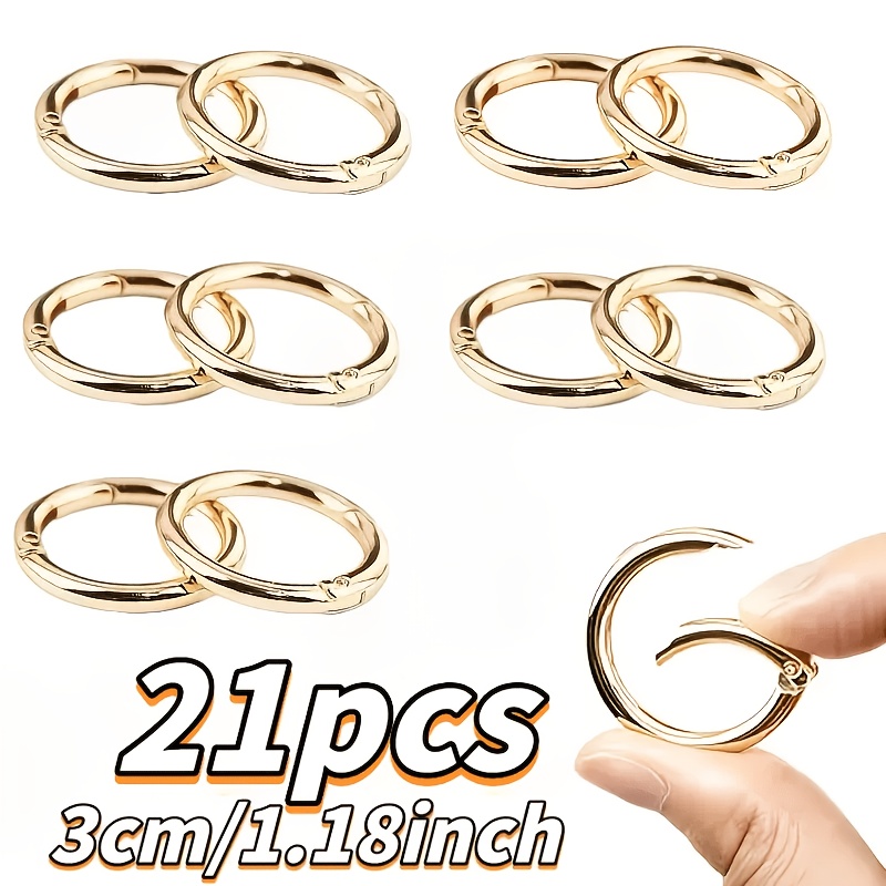 TEMU 9/21pcs Metal O-ring Fast Buckle Hooks 3cm/1.18inch - Durable Round Clasps, For Wallet Making, Keychains, Phone Lanyards And Dog Tags, Wallet