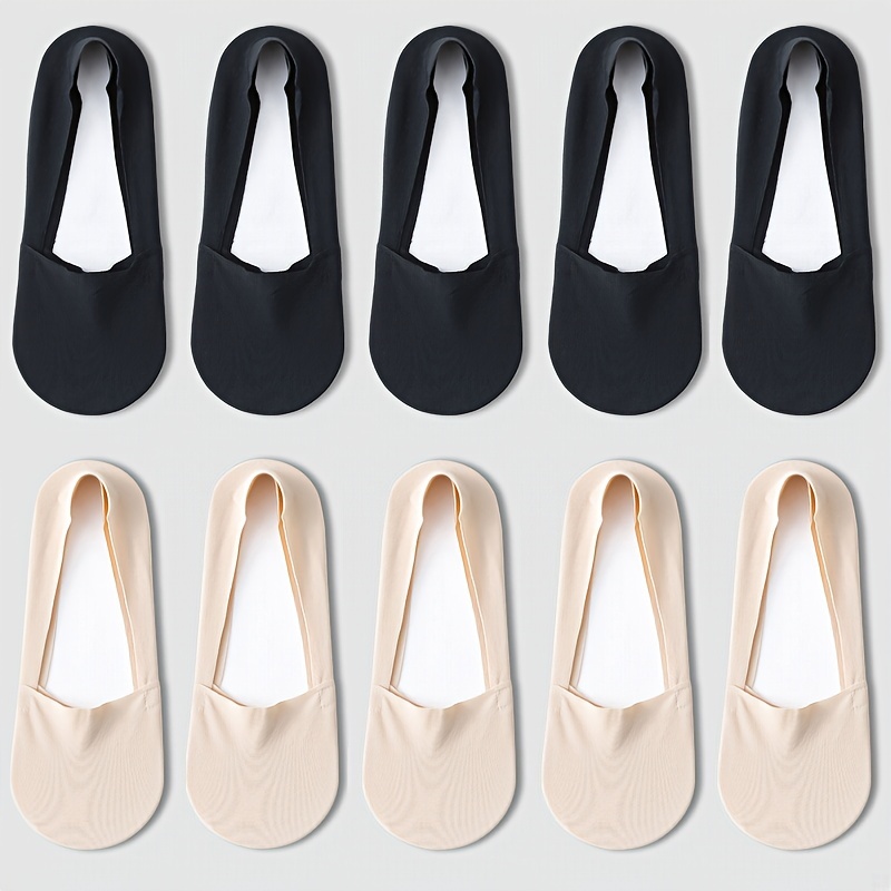 E-shop 5 Paar/10 Paar Damen Bootssocken für Frühling und Sommer, dünne Silikon Anti-Rutsch, rutschfeste Ferse, Eisfußsohle, nahtlos, trendiges, niedrig