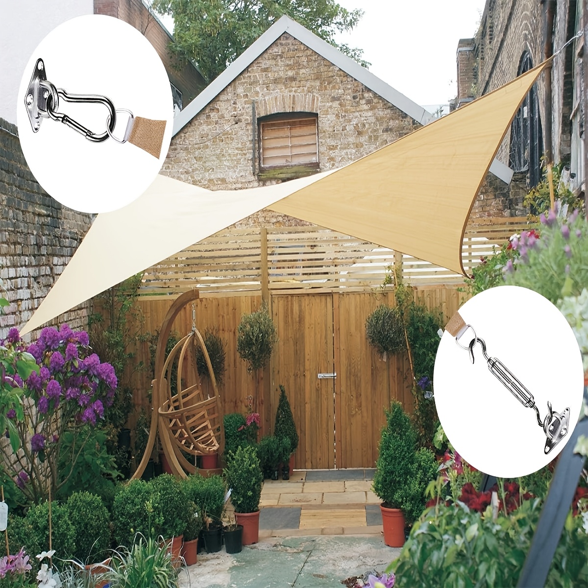 100% Sun Shade Sail with Hardware Kit Canopy Polyester Fabric Shade Cloth for Outdoor Patio Backyard