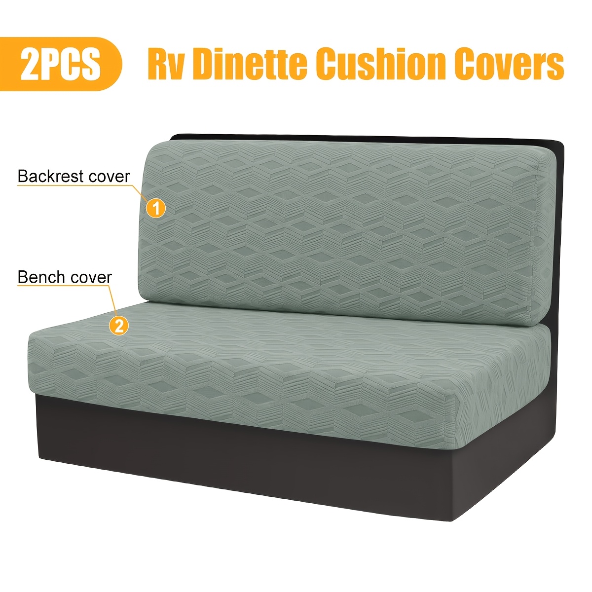 TEMU 2pcs Jacquard Sherpa Rv Chair Covers, Bench Seat Cover Set, With Ties, Anti-slip