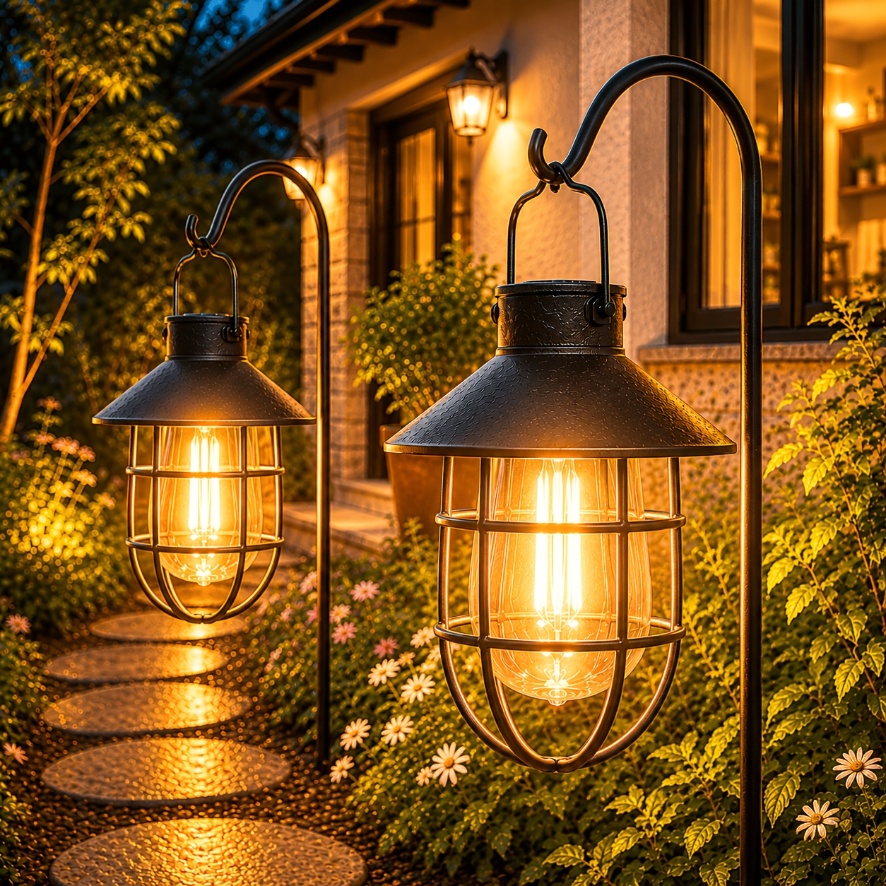 TEMU 2-pack Outdoor Solar Lights, Solar-powered Outdoor Hanging Lanterns, Outdoor Landscape Decor For Yards Perfect For Decorating Walls, Yards,