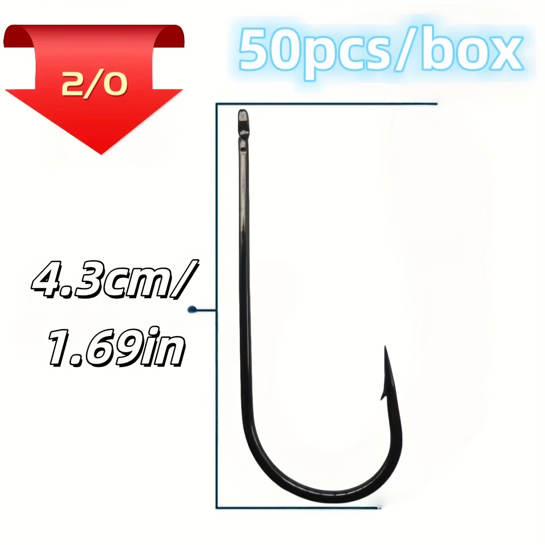 TEMU 50pcs Black Long-shank Fishing Hooks, High-carbon Steel Hooks, Suitable For Freshwater And Saltwater, Fly Fishing, Sea Fishing