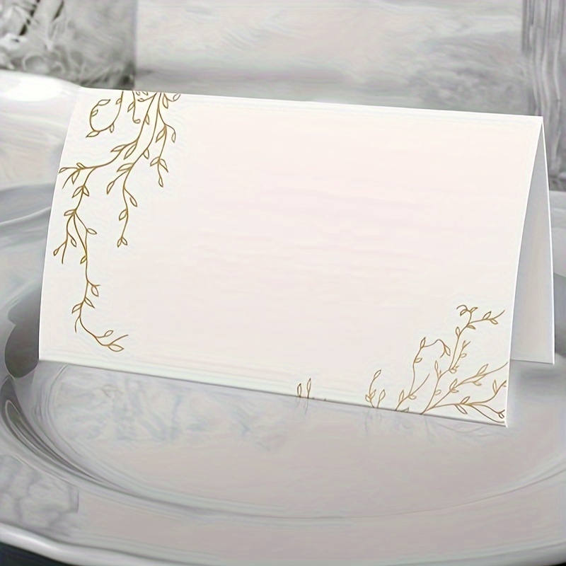 E-shop 25 Stück Elegantes Goldfolie Zelt-Etiketten – Minimalistische Tischkarten für Hochzeitslocation, -Tischnummern, Buffet-Etiketten – Folie für
