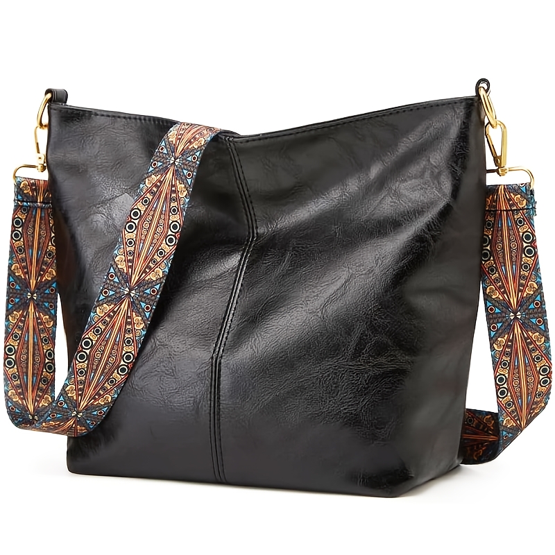 TEMU Women's Soft Crossbody Shoulder Bag, Ladies Large Capacity Bucket Pack Casual Handbag Purse