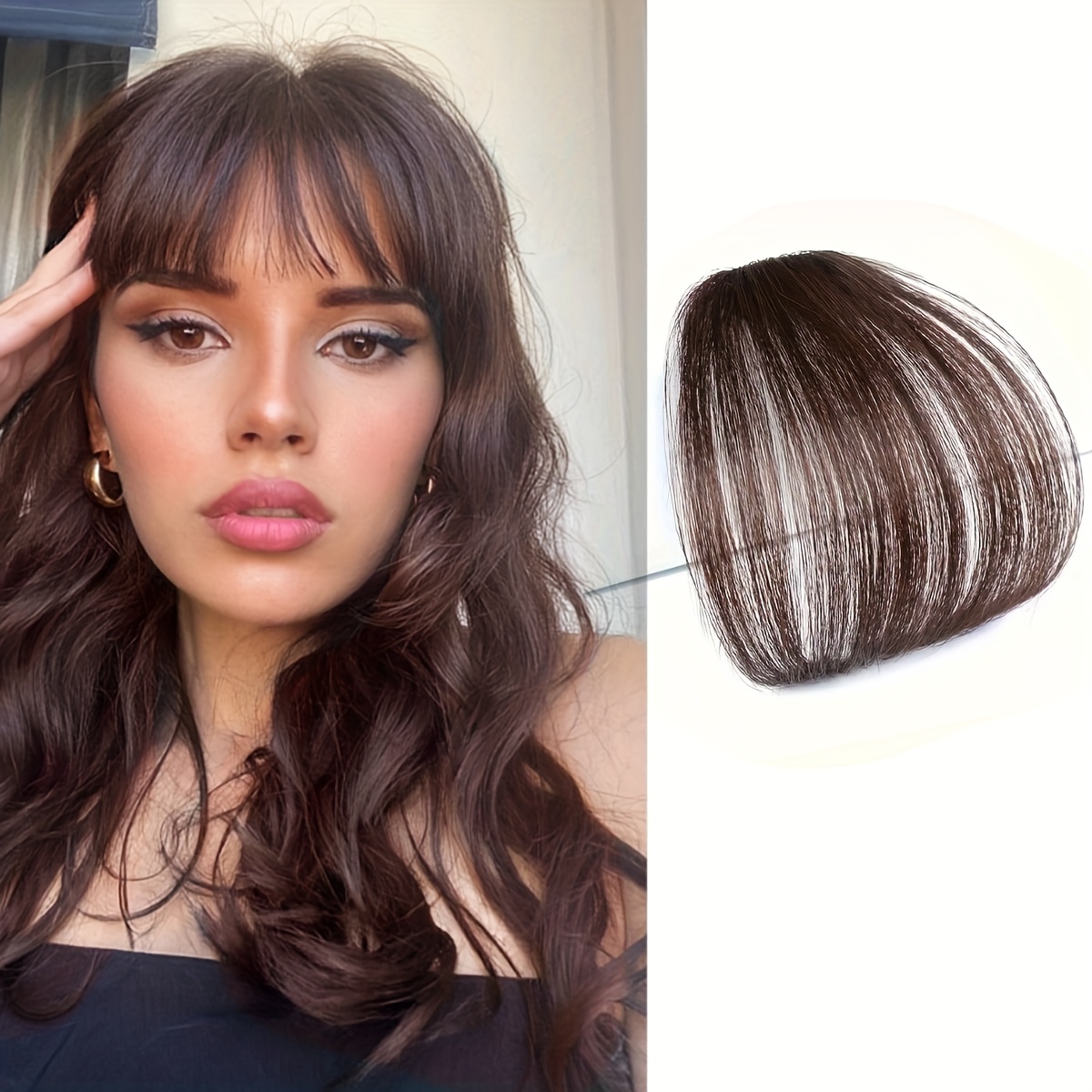 women s synthetic straight bangs hairpiece - natural-looking air bangs for short hair,  -  accessory,   everyday or special occasions, hair accessories, versatile hairpiece, sleek hairpiece,   hairpiece details 2