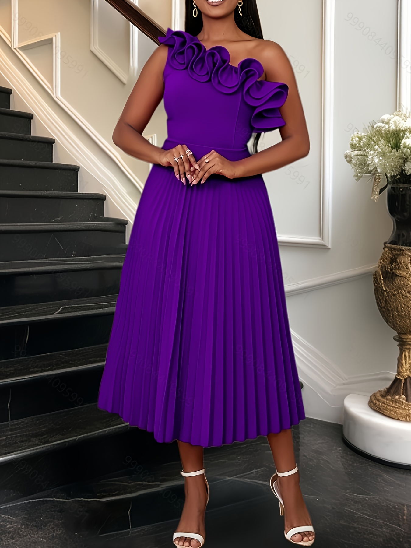 open lace back dress Tea-Length Pleated A-Line Party Dress with Cape PromGirl