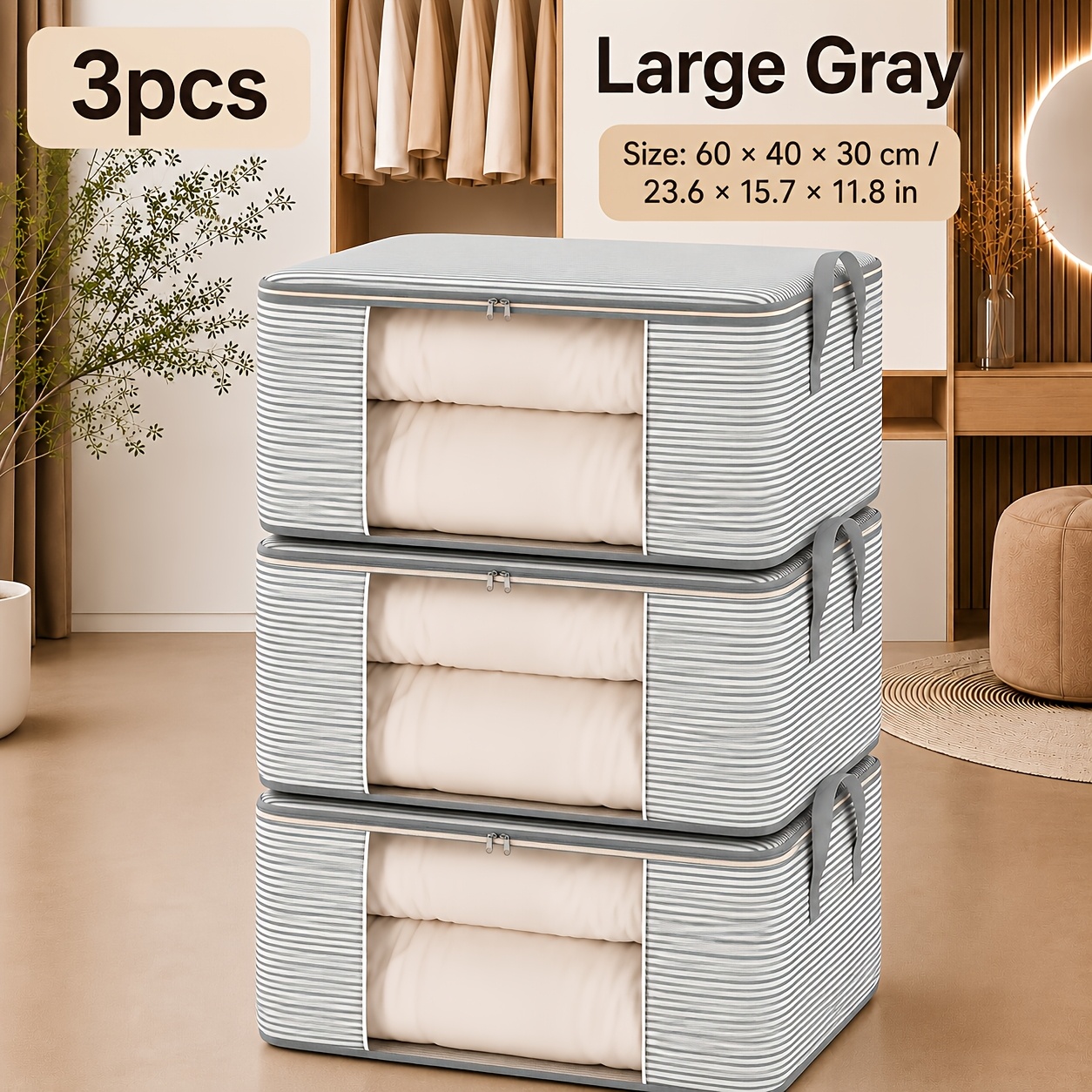 3pcs Extra Large Storage Bag for Quilt and Clothes