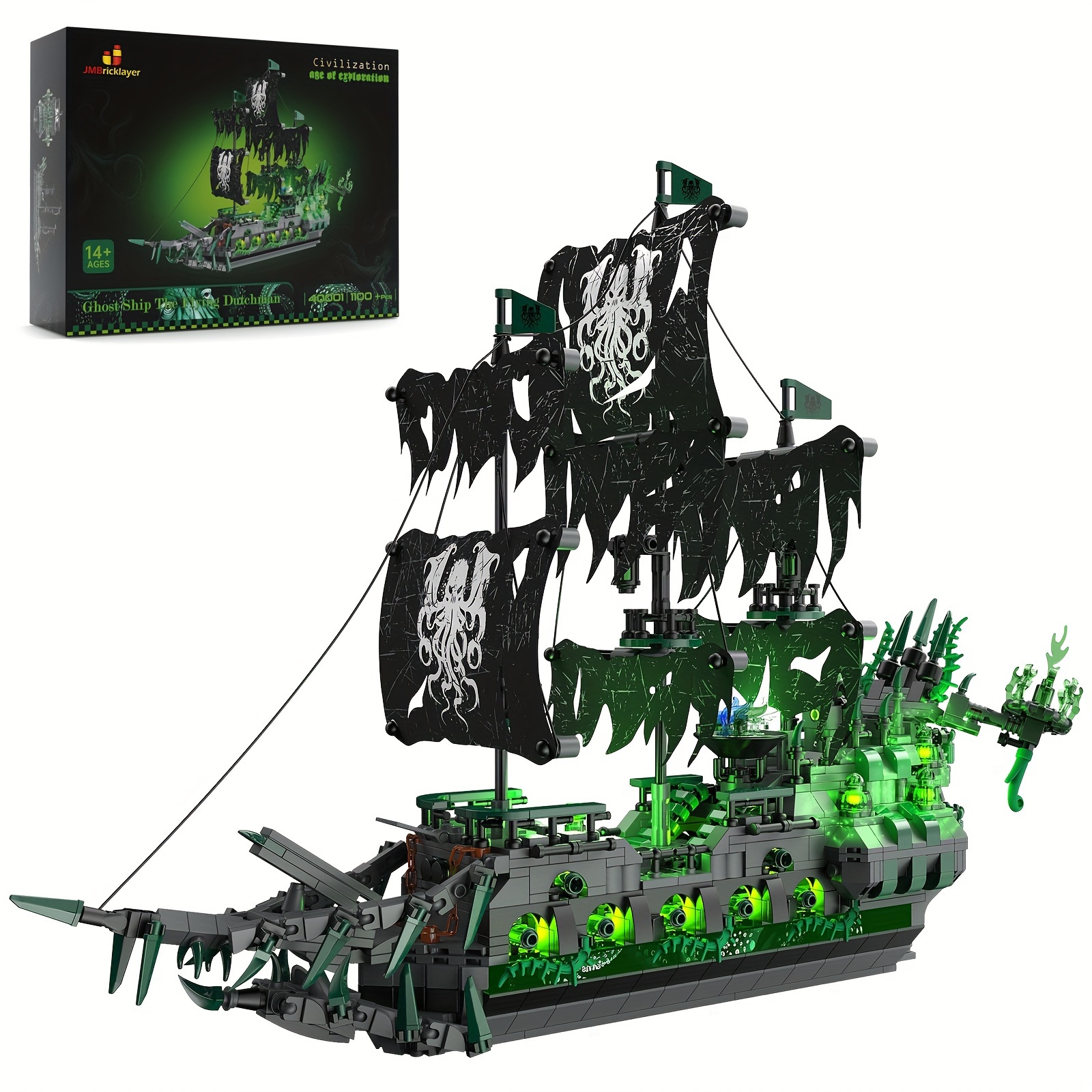 

Pirate Ship Building Toys With Lights, Flying Model Ship Boat 40001, Toy Building Sets