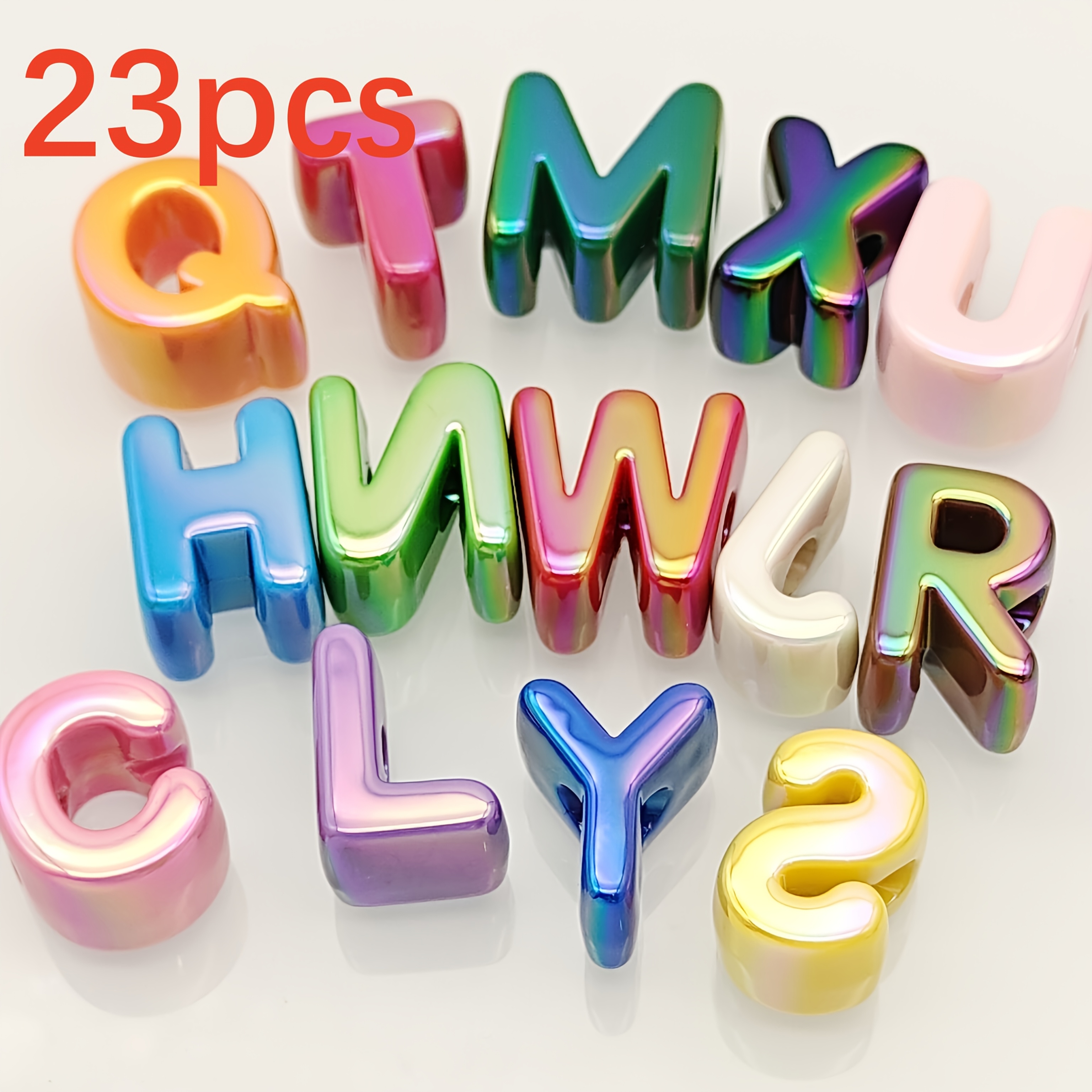 TEMU 23pcs Lettres Colorées Perles Lettres et Couleurs Distribuées Aléatoirement Accessoires de Vêtements, Matériaux de Bijoux Main, Fournitures