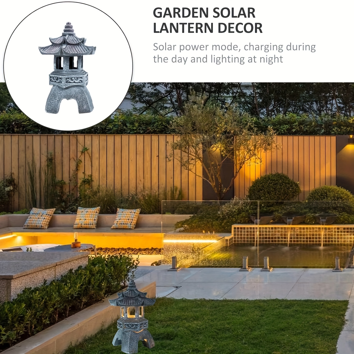 

1pc Outdoor Solar-powered Lantern Pagoda, Zen Garden Stone Tower Light, Creative Landscape Decor Accessory, Fence Ornament Lighting For Courtyard & Garden