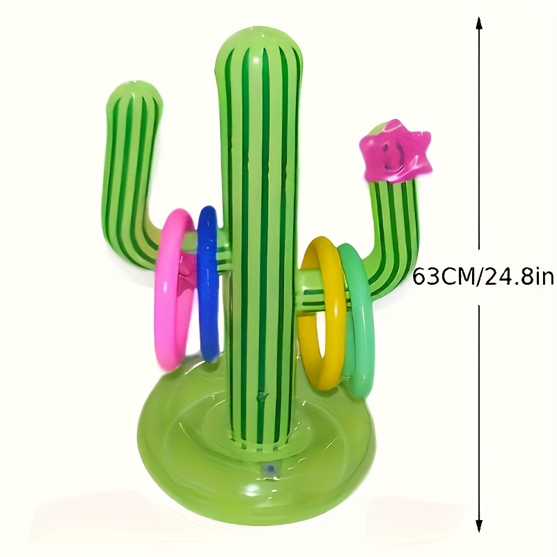 Image of Inflatable Cactus Toy With 4 Random-color Throwing Rings. Ideal Outdoor Tossing Game For Parties And Parent-child Interaction