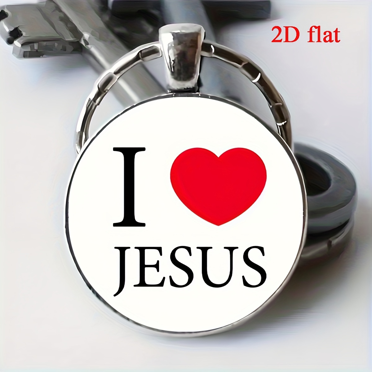TEMU 1pc Jesus I Love Gemstone Keychain, Keychain, Keychain Pendant, Suitable As A Gift For , Halloween, Christmas, Thanksgiving And Other Festival