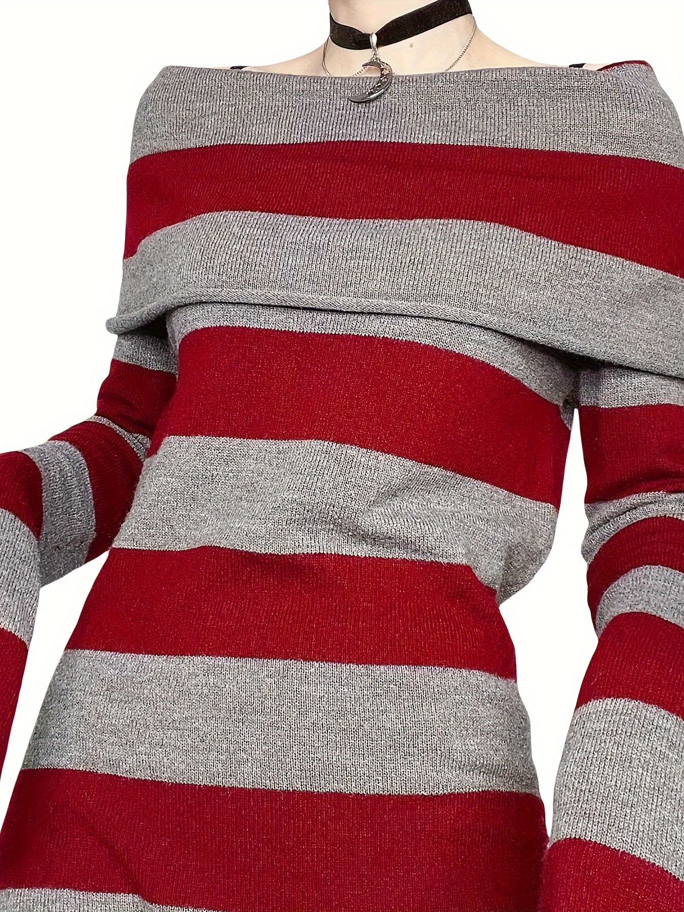 knee length dresses for ladies Alayne Long Sleeve Knit Mini Dress Black | Grey Stripe | Black | Grey Stripe | Womens