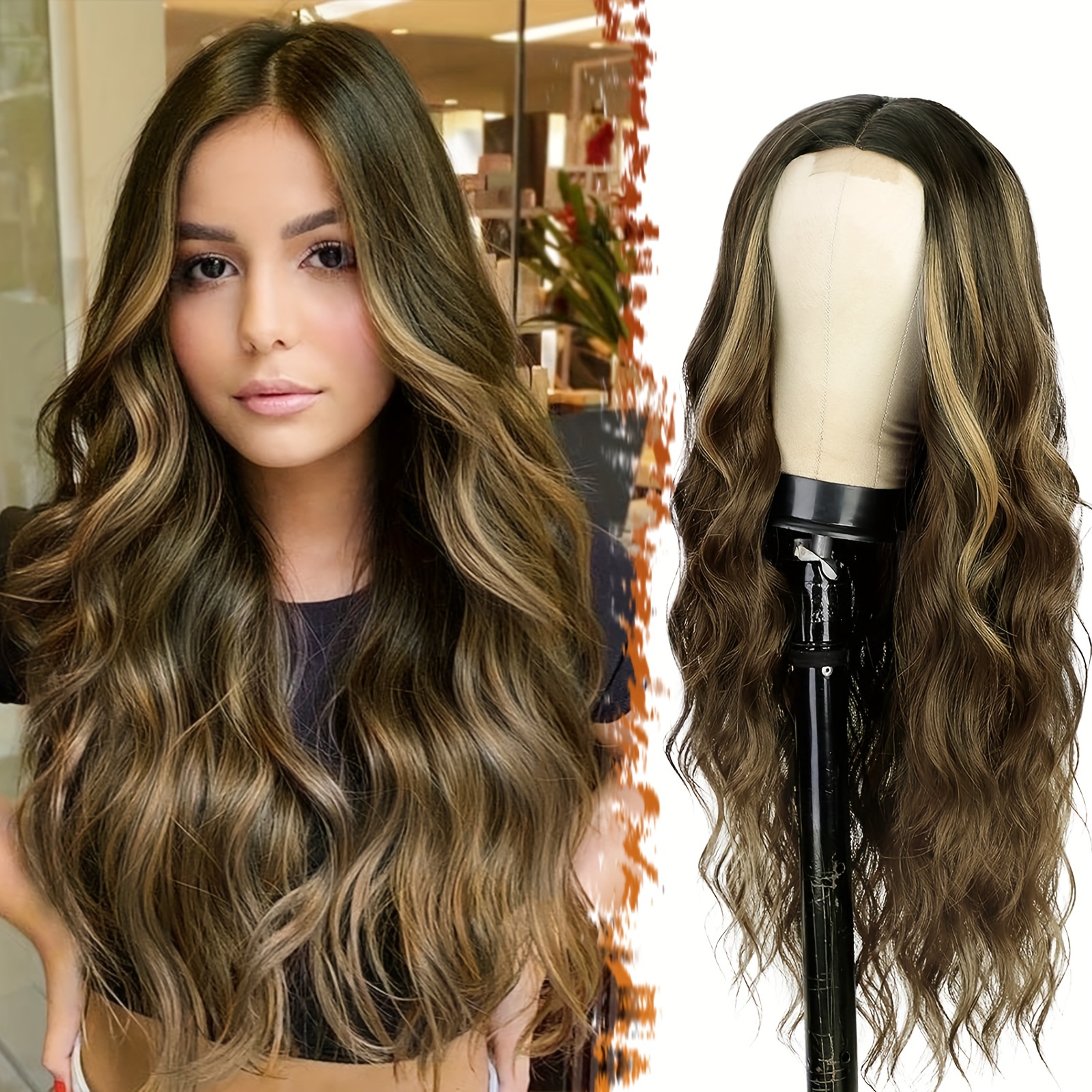 long copper wigs women 26 inch long wavy - Temu display picture 1