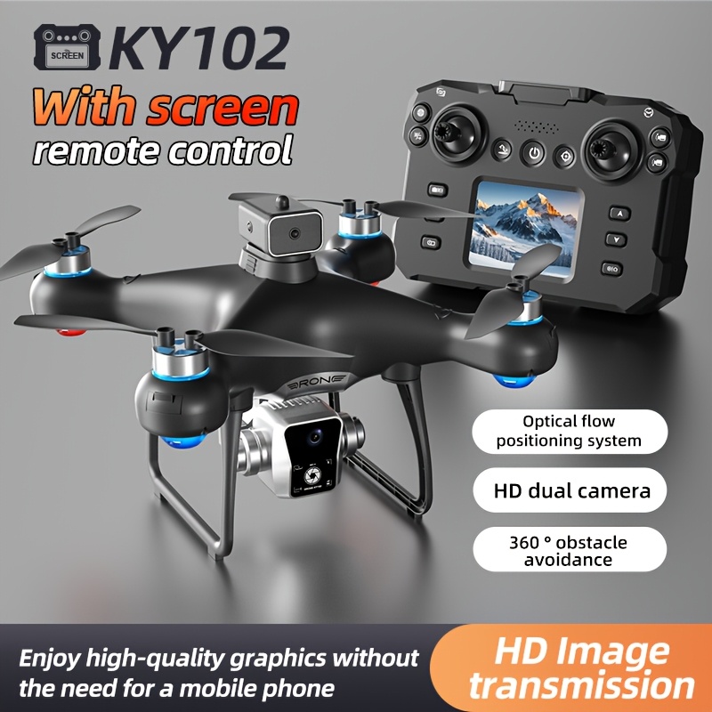 Dual HD Camera FPV Drone with Remote Screen & Brushless Motor - 360° Obstacle Avoidance, Auto Return Home, Follow Mode - Cinematic Aerial Shots for Beginners/Adults - Adventure-Ready RC Quadcopter