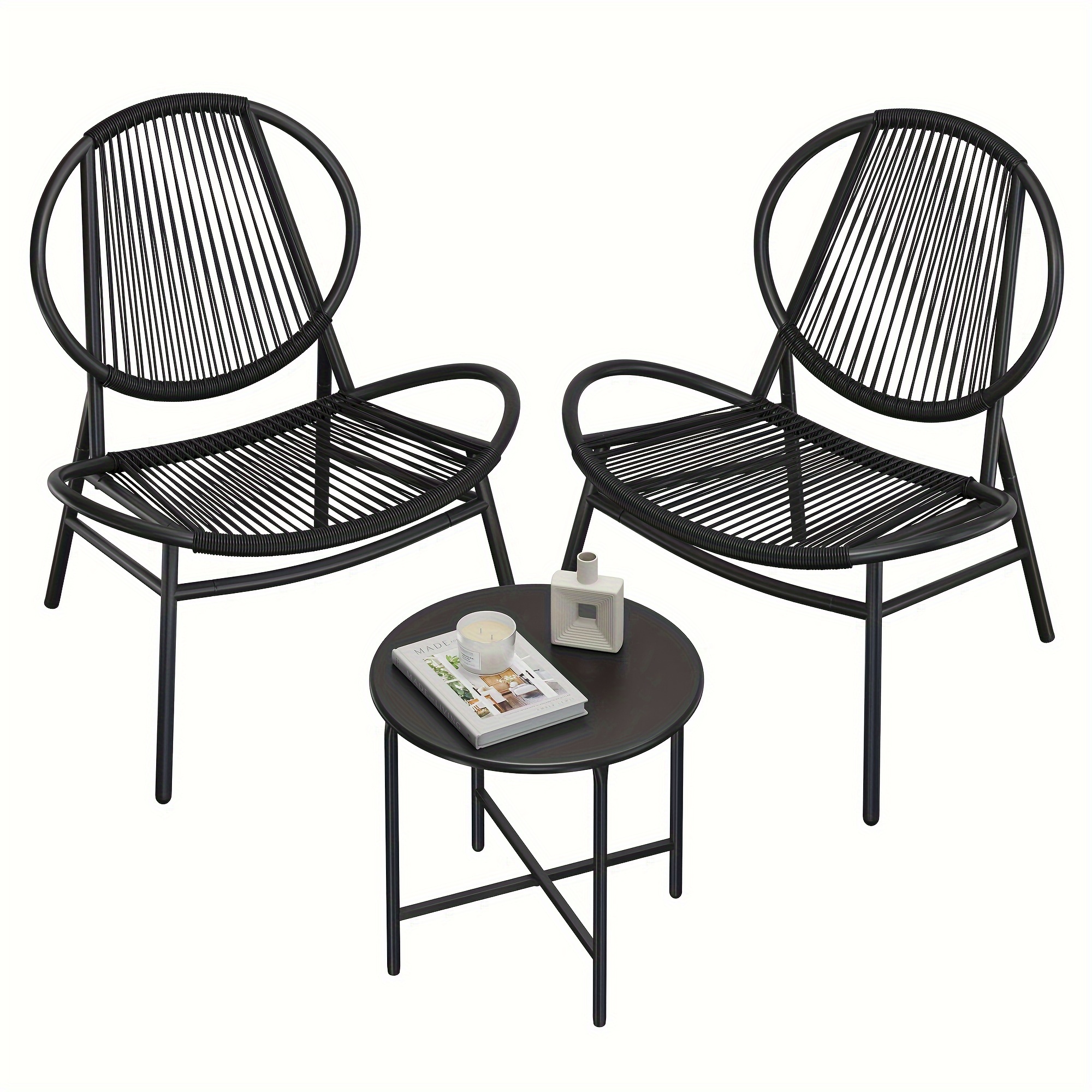 

Songmics Patio Furniture Set 3 Pieces, Garden Bistro Set, Acapulco Chairs, Outdoor Seating, Side Table And 2 Chairs, Indoor And Outdoor Conversation Set, Balcony Porch