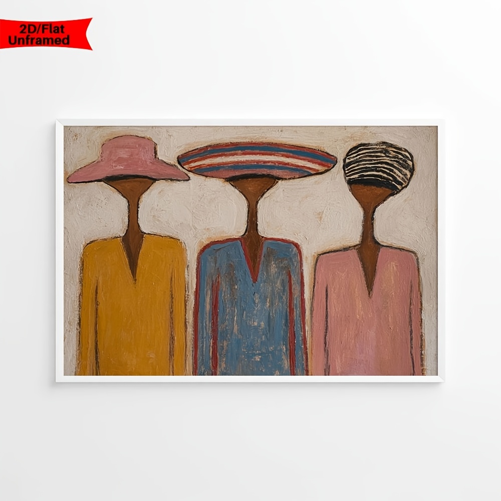 TEMU Póster 2D, estilo abstracto de con sombreros, figuras coloridas, en , artístico, decoración de pared, en para , dormitorio, estudio, regalos de