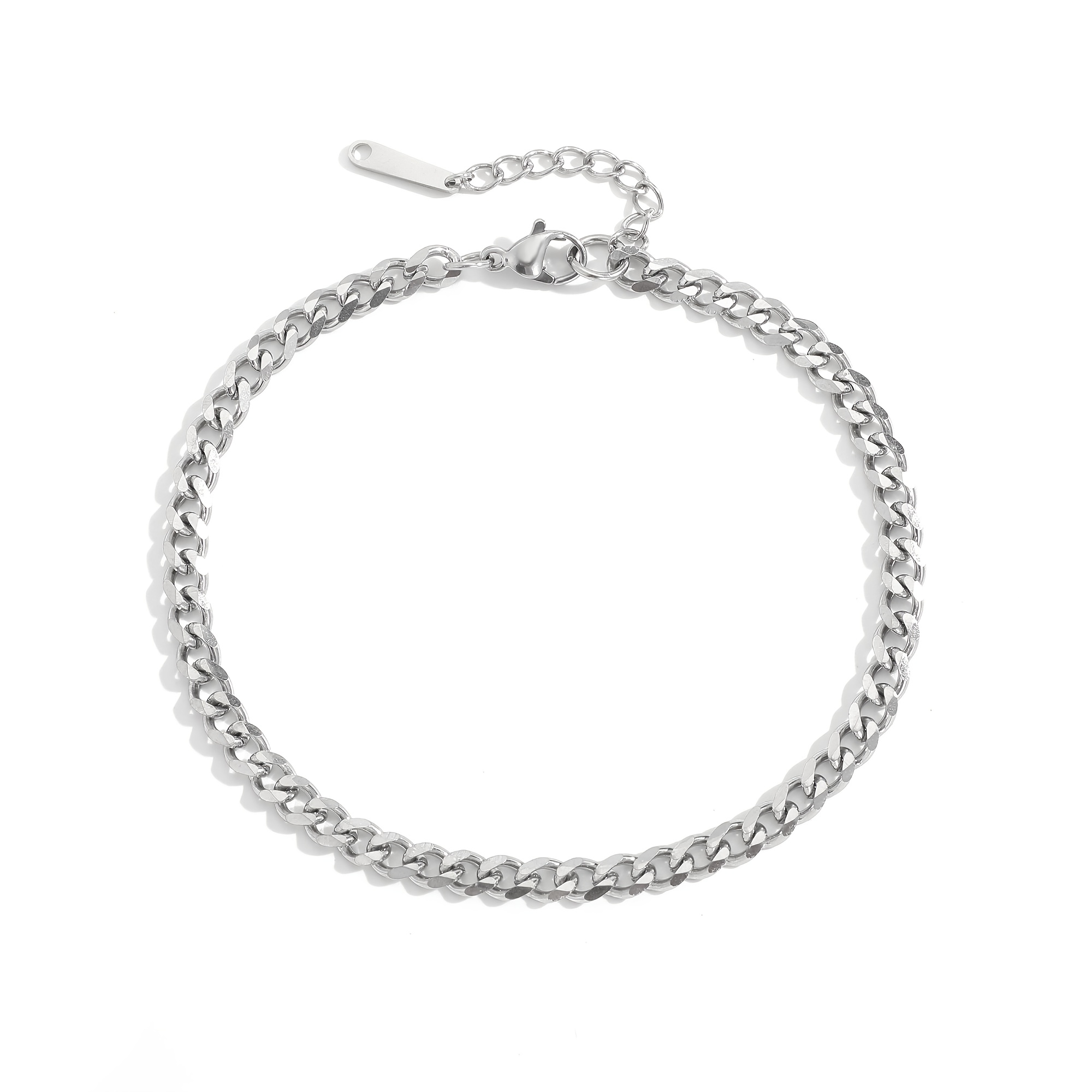 E-shop Unisex Fußkettchen aus Edelstahl mit kubanischer Kette, farbbeständig, vielseitig, minimalistisch, sportlicher Strandstil