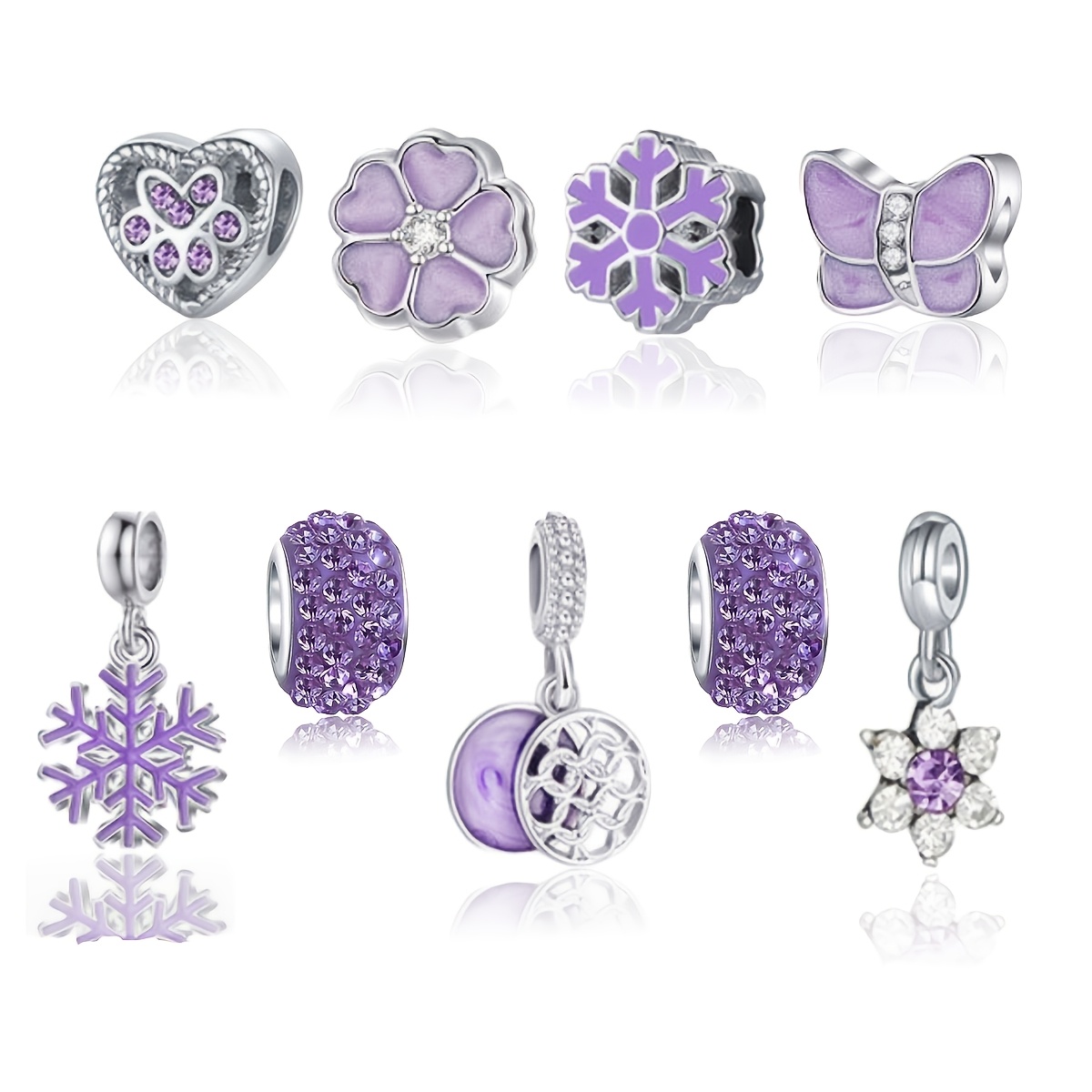 TEMU 9pcs Set, European And Craft, Exquisite And Versatile, Cute Flower And Snowflake Soft Clay Bead Pendants, Making, Materials For Necklaces,