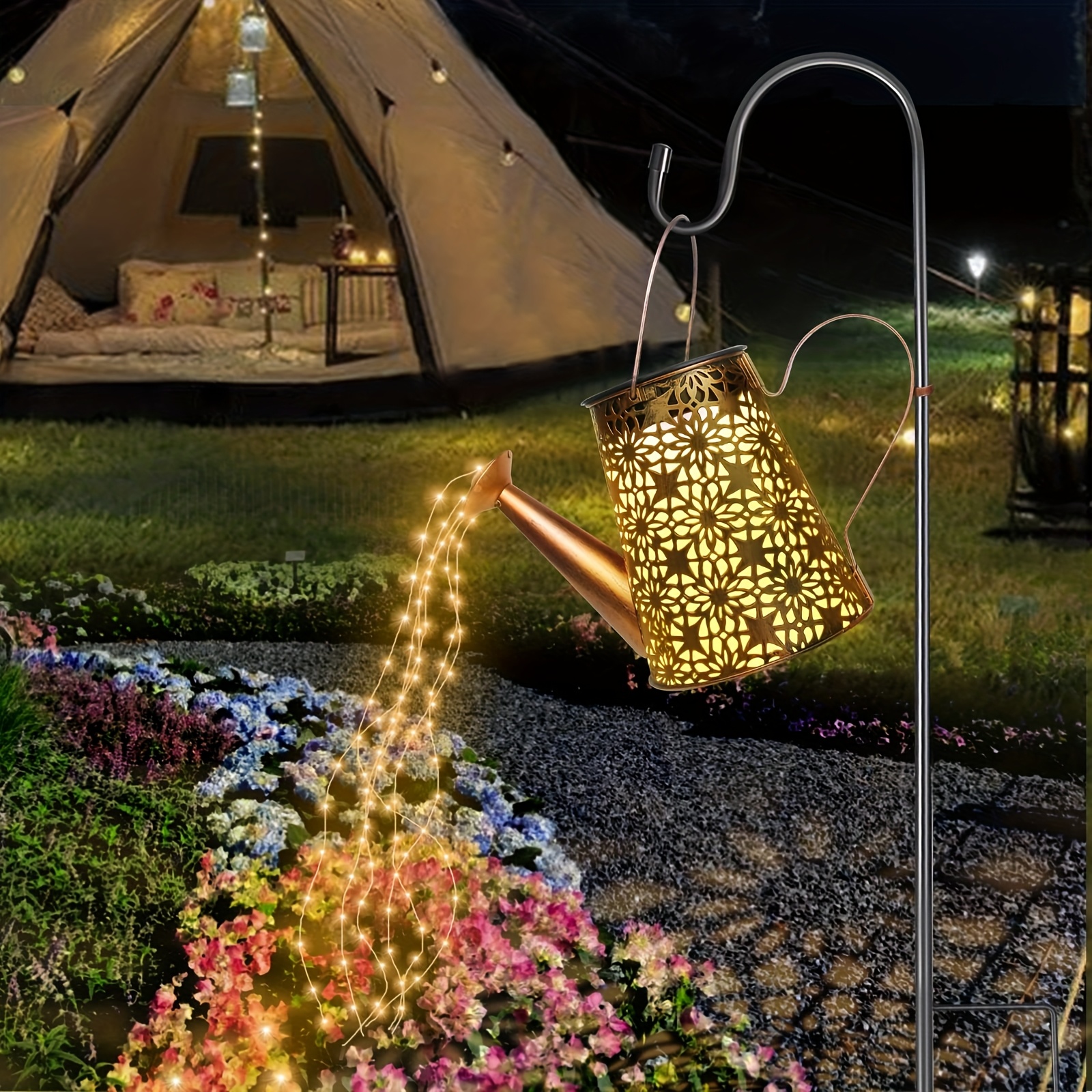 TEMU Outdoor Decorative Solar Watering Can Lights. Outdoor Solar Watering Can Lights With 1 Led And A String Of Lights. Garden Solar Watering Can