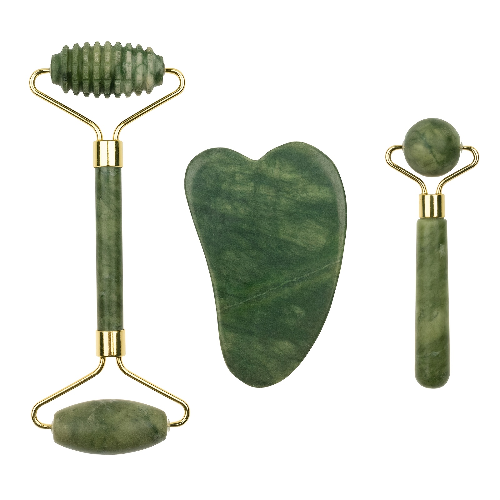 A Set Of 3 Jade Rolling And Tools, Including A Shaped Comb - Fragrance-free, Handheld Beauty Device Suitable For , Eyes, Neck, And Forehead - For , Women, And Skincare Enthusiasts