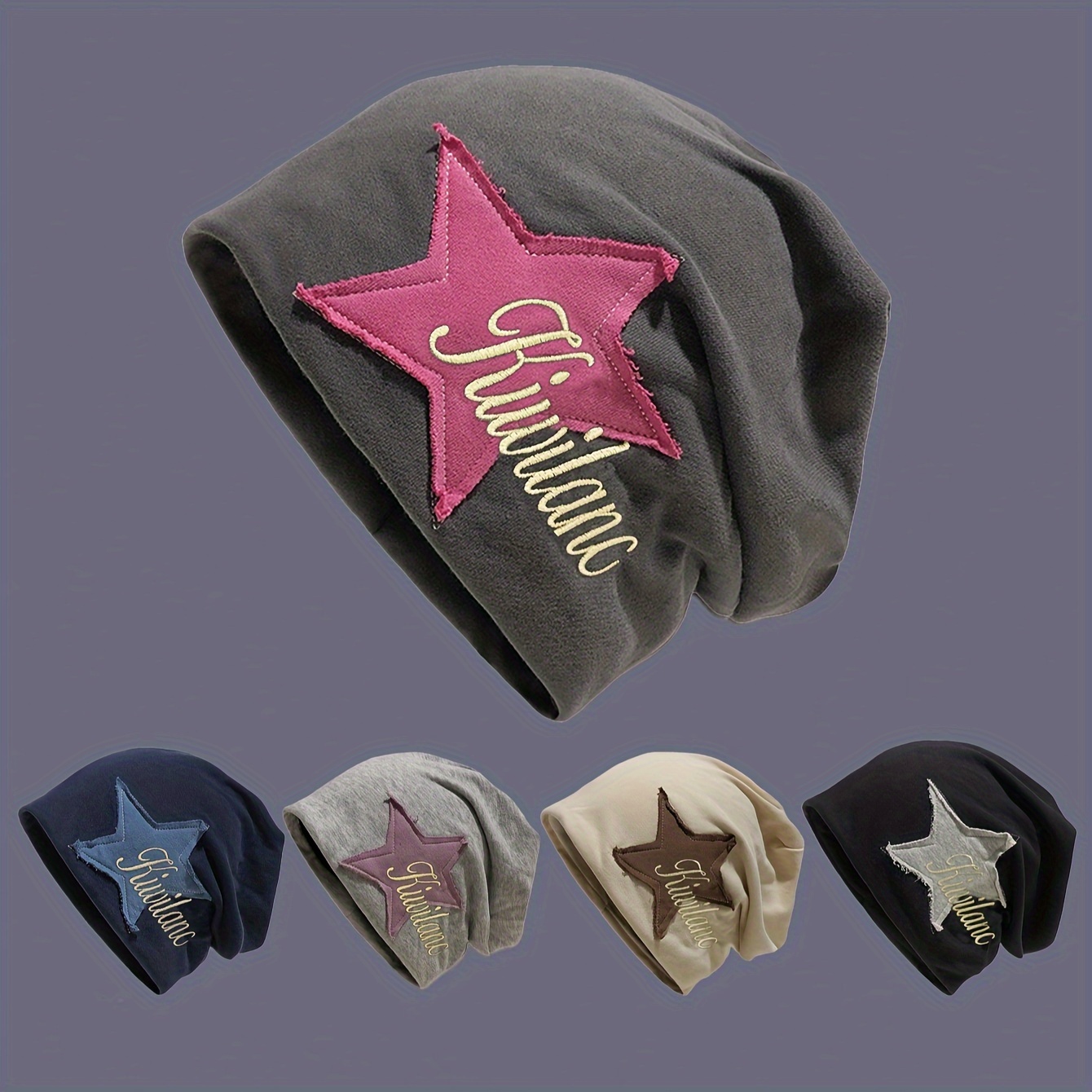 unisex   embroidery beanie elastic lightweight