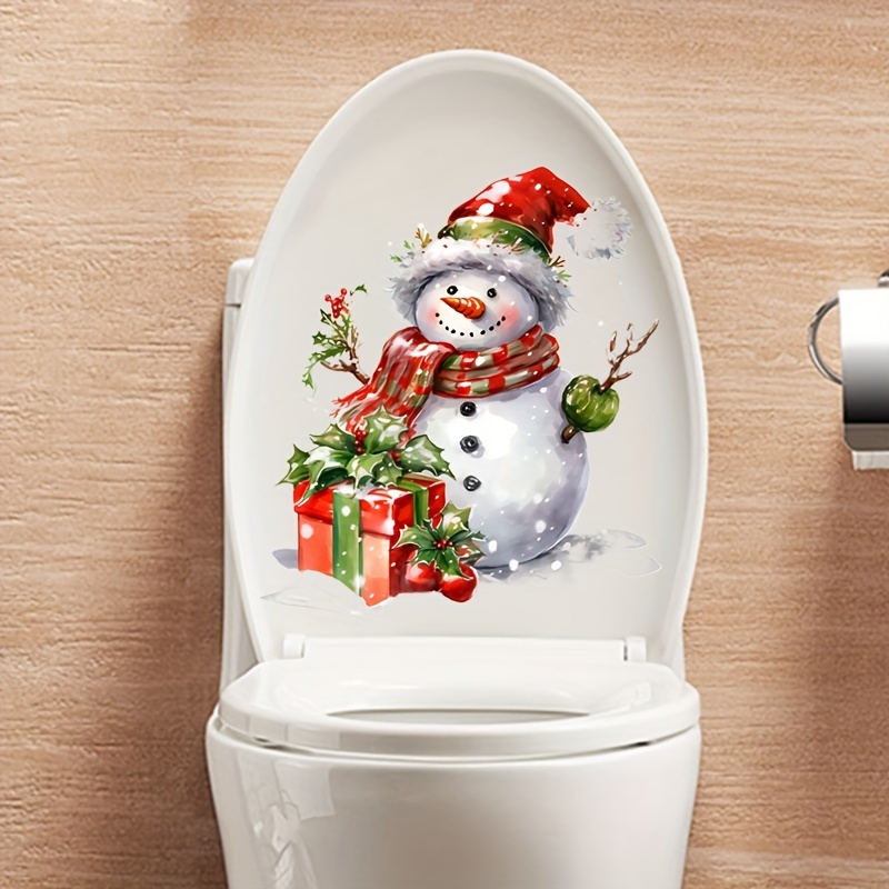 

1pc, Christmas Snowman Sticker, Suitable For Home Decoration On Walls, Toilet Seats And Water Tanks; Festive Decorations Create A Christmas Atmosphere