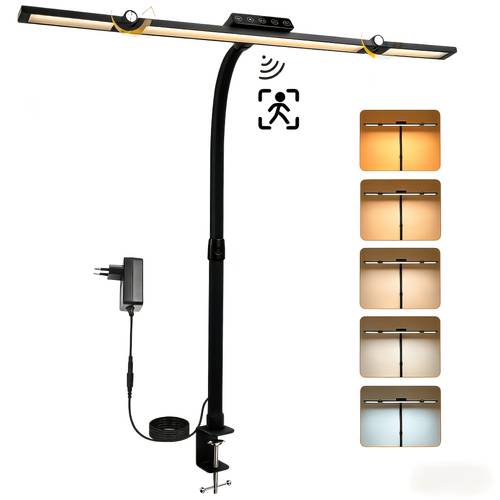 . verstellbare led hochdruck schreibtischlampe, einstellbare farbtemperatur, flexibler schwanenhals, 3 farbmodi, 10 helligkeitsstufen, mit basis und klemme, für lesen, lernen, arbeitsplatz, exquisites design, basteln, reparatur