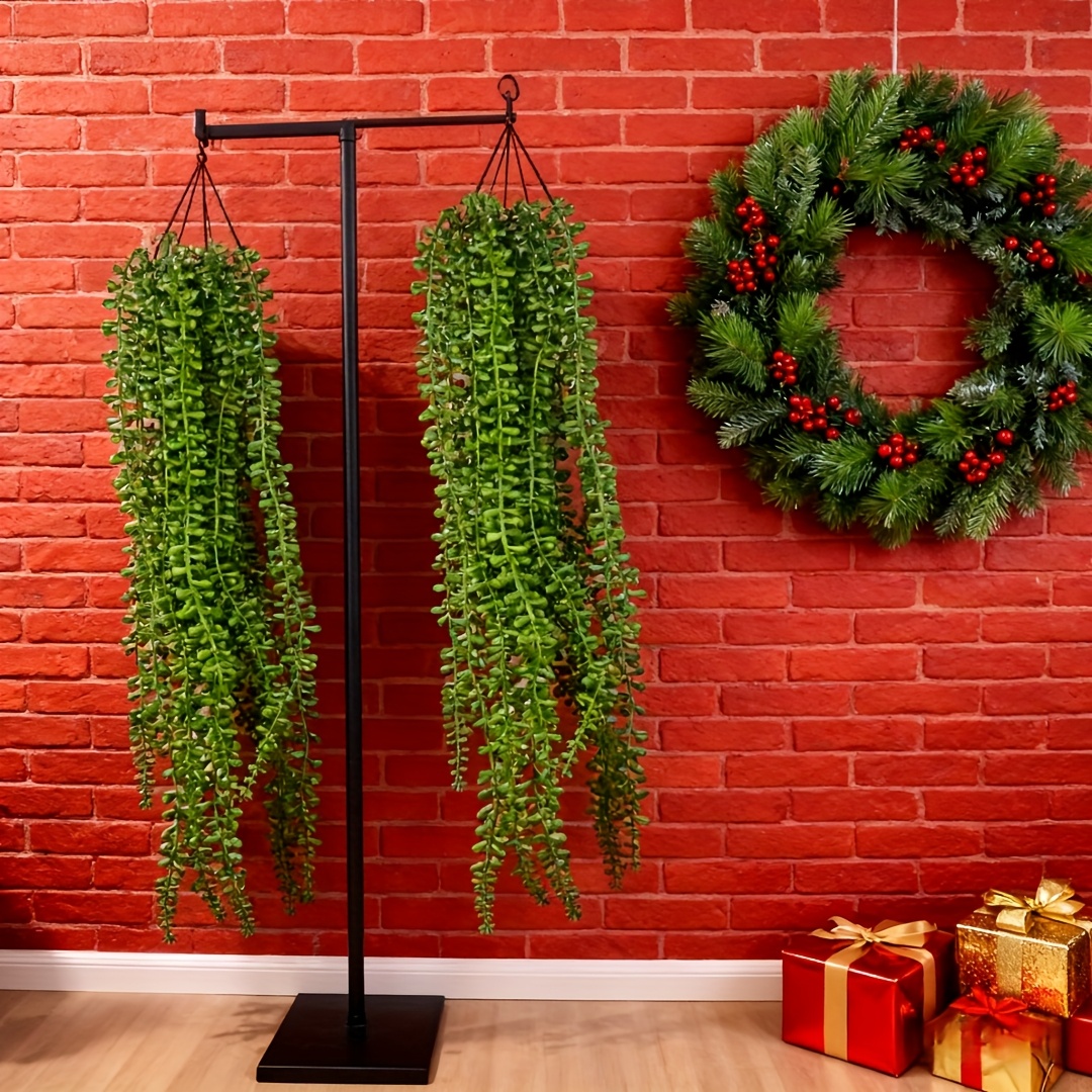 Image of 4pcs Set Of Simulated Hanging Succulents - Beaded , Artificial Pearl Strings, Tears Simulated Plants, Suitable For Wall And Background Decoration, Indoor And Outdoor Home, Garden