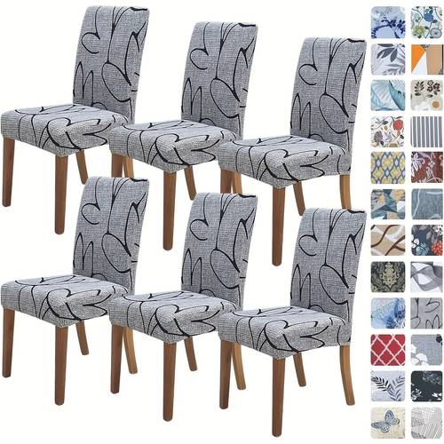 4 6pcs printed chair covers brushed milk chair covers non slip elastic kitchen dining chair covers banquet chair covers detachable washable restaurant table and chair covers