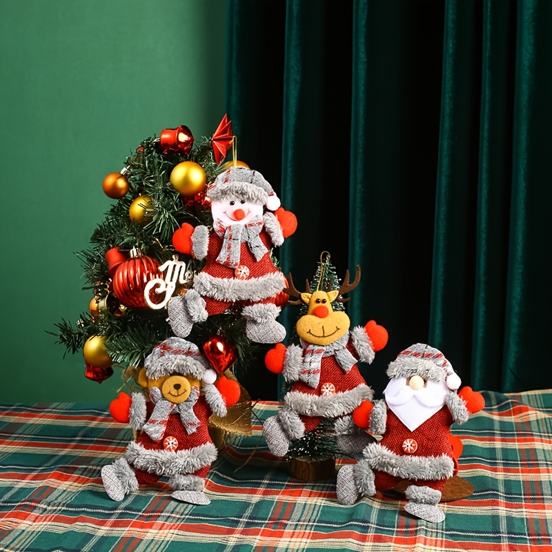 TEMU Set ornamenti a forma di bambola di peluche a tema natalizio - Bambole in tessuto fatte a , , orsacchiotto, e renna, decorazioni per albero di