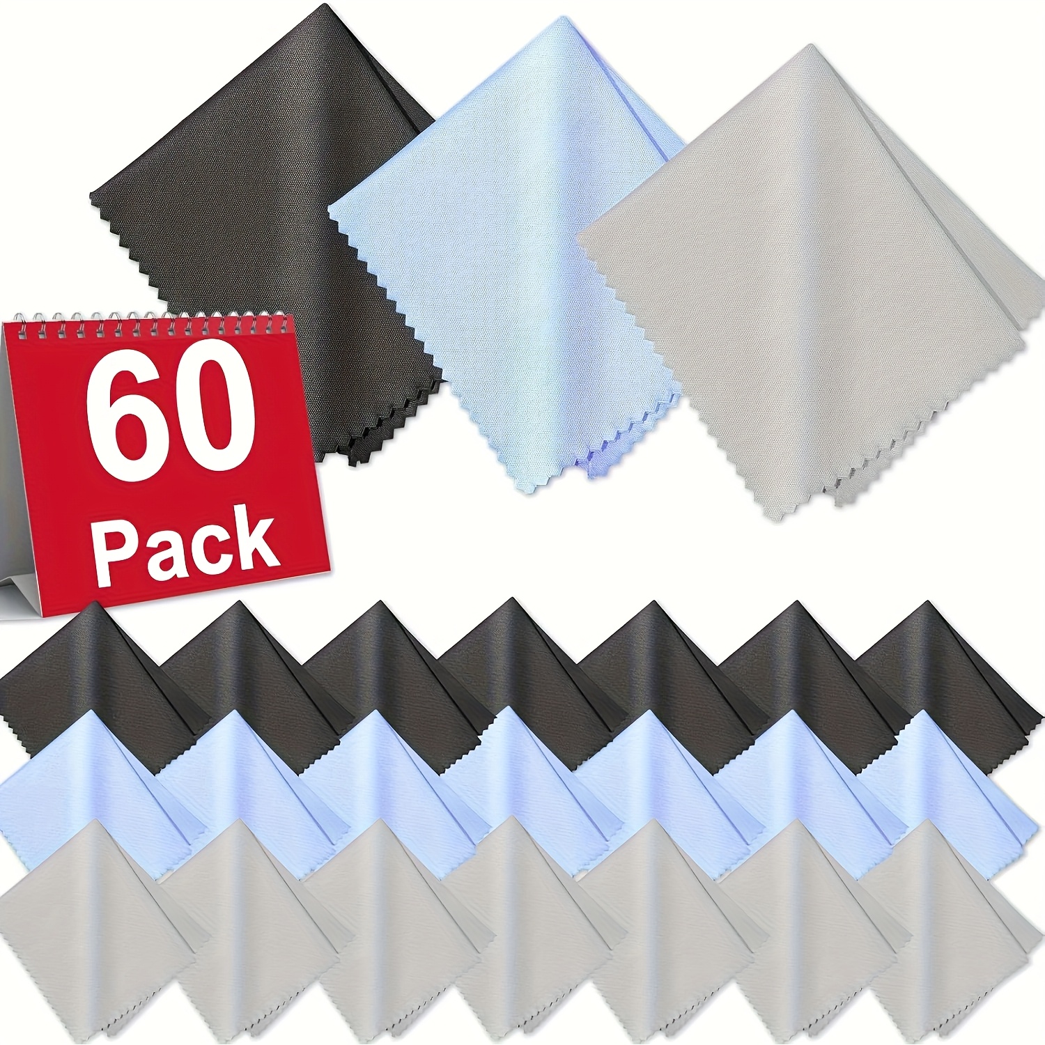 Image of 60pcs Microfiber Cleaning Cloth For Glasses, Premium Eyeglass Cleaning Cloth, Lens Wipes Cloth For Electronics, Glasses, Tv Screen, Cell Phone And Laptop, Cleaning The Screens Works Well