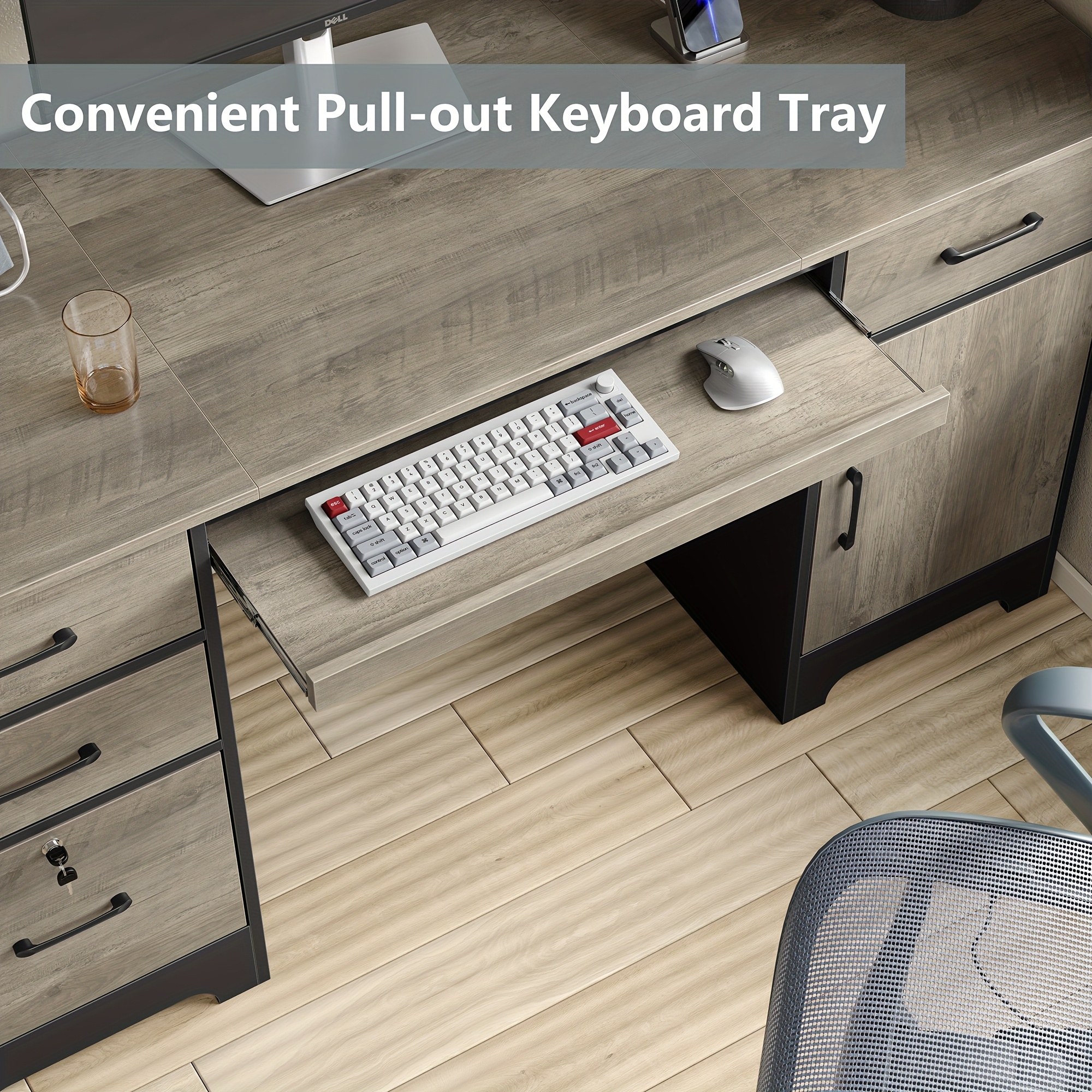 Modern Charging Station Desk with 3 Drawers