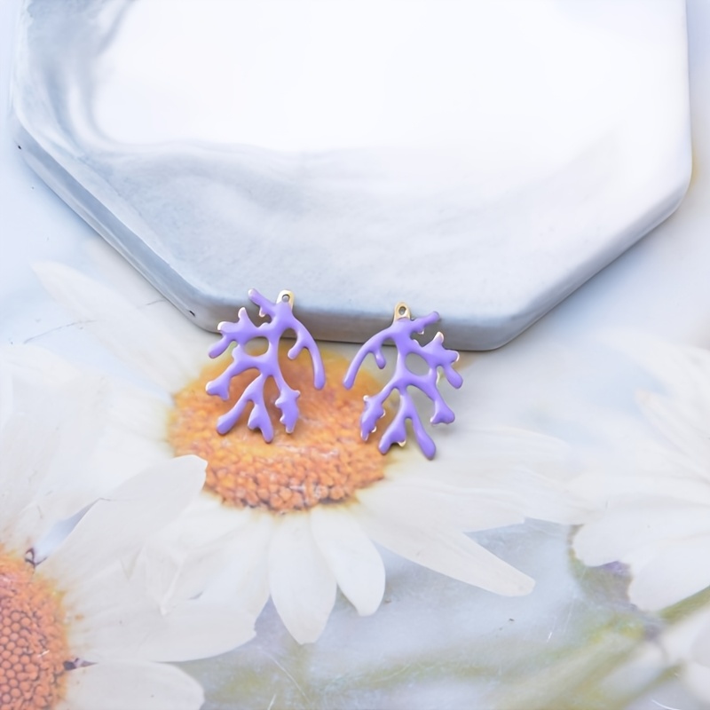 6pcs Double-Sided Copper Coral Charms for DIY Jewellery Making
