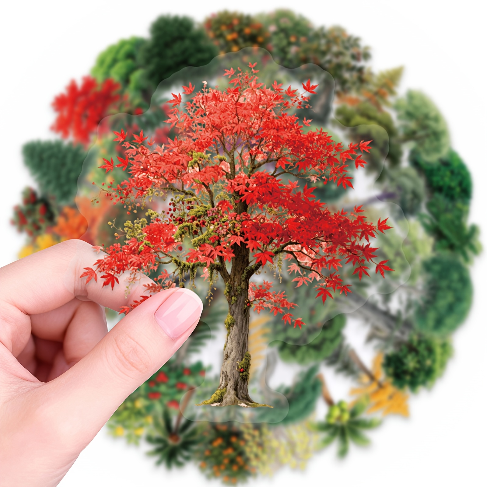 56pcs Plants Stickers Pet Transparent Stickers Forest Decals Decorative Stickers For Planner Journal Notebook Nature Theme