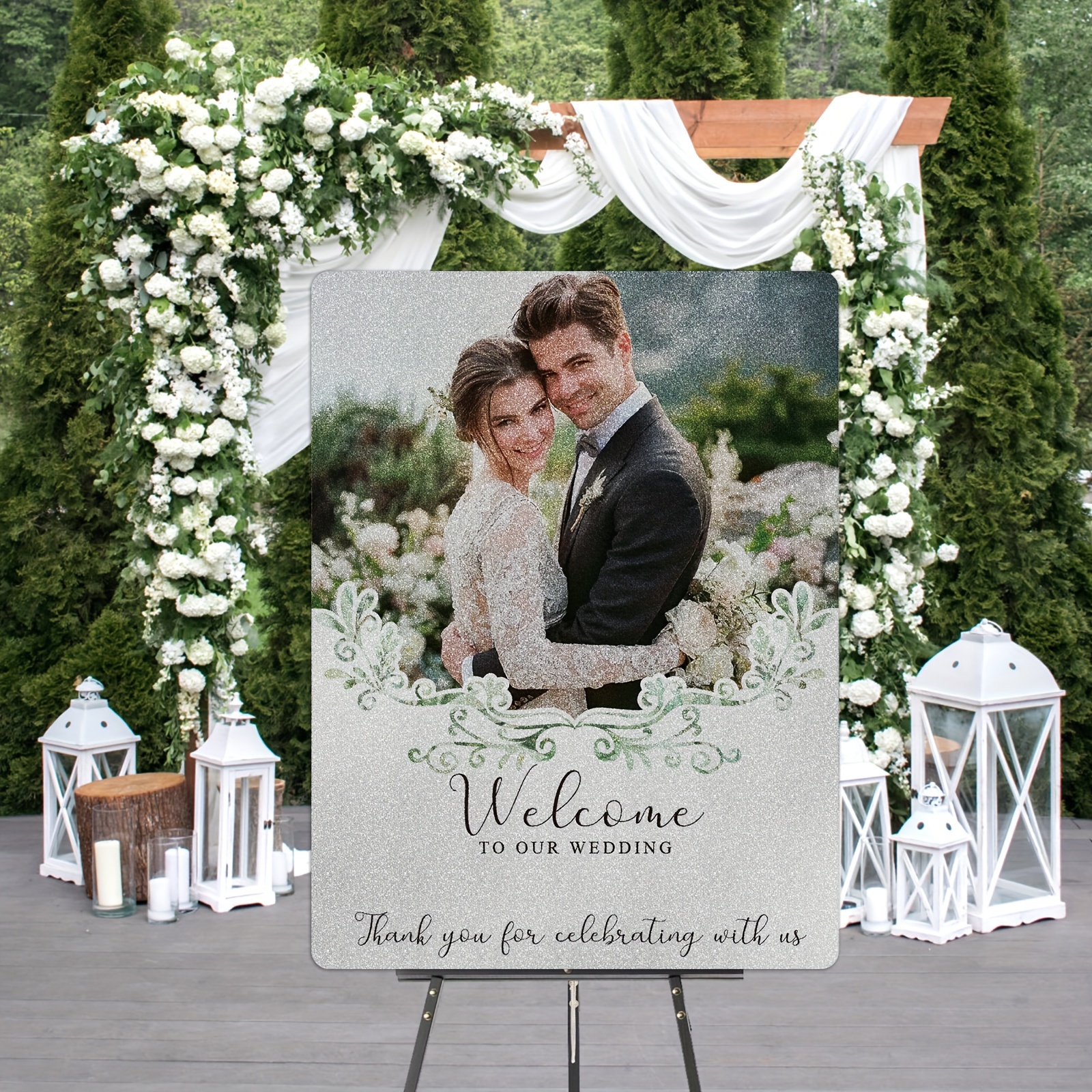 

1pc, Customized Personalized Wedding Welcome Sign Thank You To Welcome Sign Custom Personalized Name Pattern 3 Style Choices Bridal Shower Baby Shower Happy Birthday Party Decoration Sign