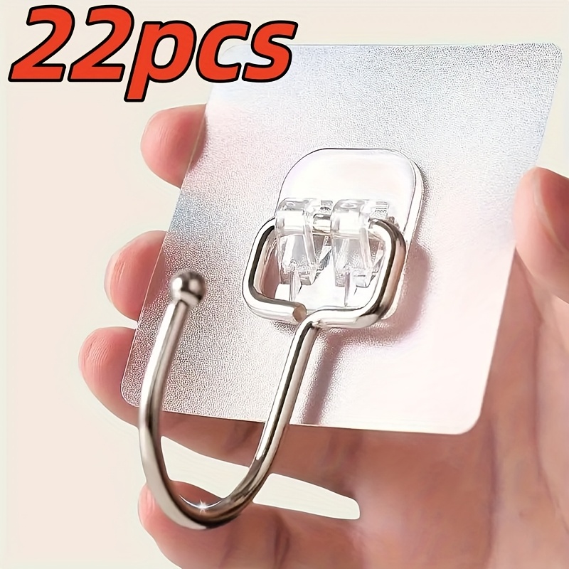 E-shop 22-teilige große Klebehaken, 22 lb Tragkraft, wasserdichte rostfreie Wandhaken, geeignet für Küche, Badezimmer, Zuhause Büro, geeignet für