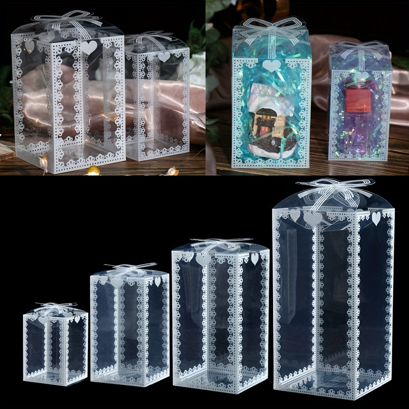 

Set Of 10 Transparent Pvc Gift Boxes With Prints, Ideal For Birthday Celebrations, Wedding Anniversaries, And As Packaging For Valentine's Chocolates And Candies.