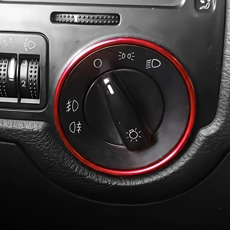 TEMU Fashionable Car Headlight Switch Ring, 6cm/2.36in Diameter Aluminum Interior Decoration - Suitable For Models, Car Decor, Center Console