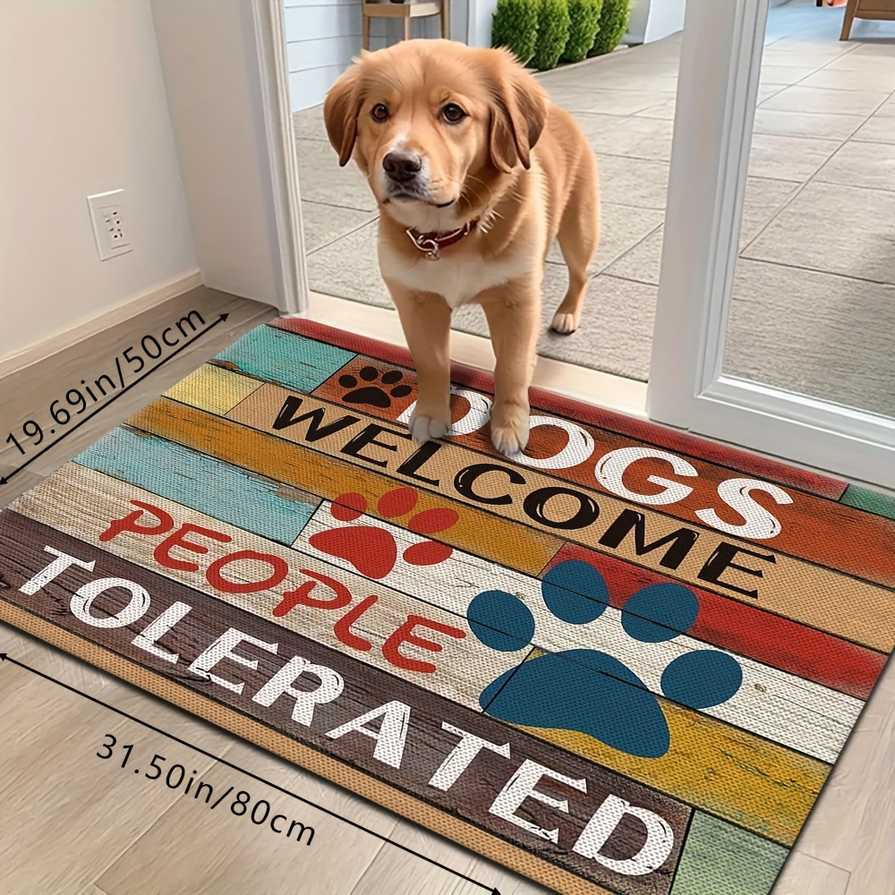 

1pc Colorful Wood Grain Pattern Welcome Doormat, Soft Absorbent Quick-dry Washable Mat For Dogs, Entryway Rug For Small, Medium, Large Breeds, Polyester, Rectangular