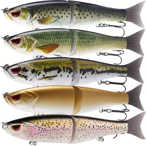 large lure two section metal bionic bait s shaped swimming soft tail multi section fish