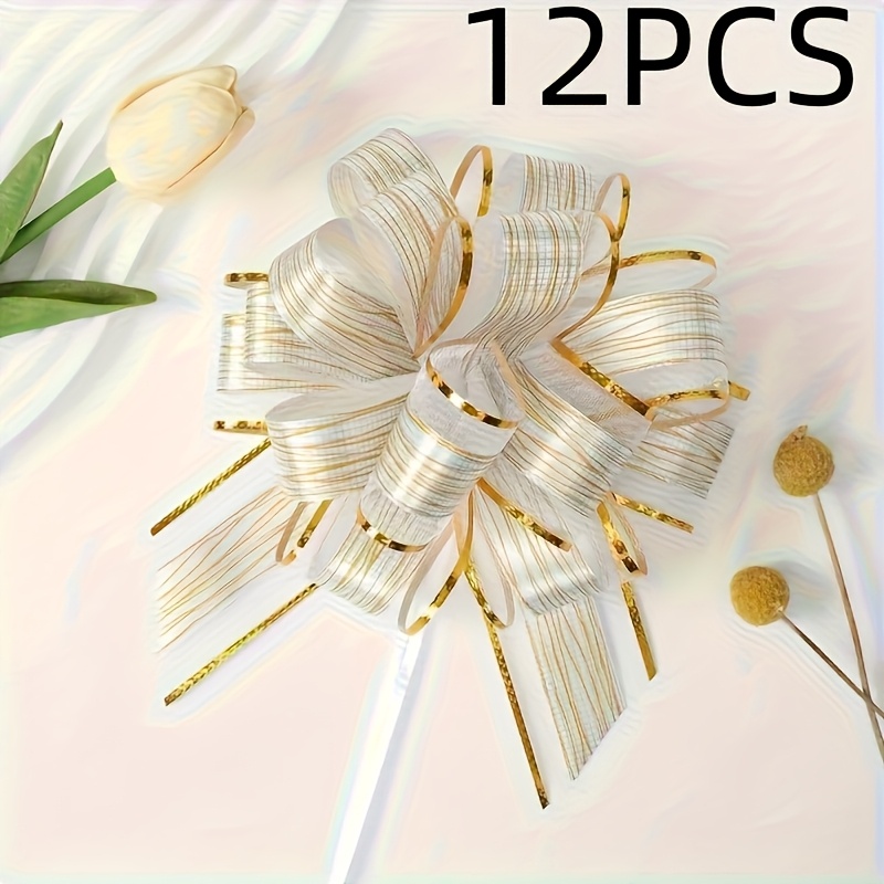 TEMU 12 Pezzi Fiocchi in Nastro e a Righe - Design a Punta Larga in Plastica Resistente, Ideali per Matrimoni, Natale, San Valentino, Confezioni