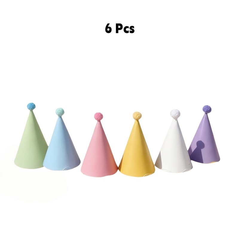 TEMU Gift For Her/him 6pcs/12pcs Pcs Colorful Macaron Cone Birthday Party Hats - Paper Hats Suitable For Birthdays, Graduations, Showers, Weddings,