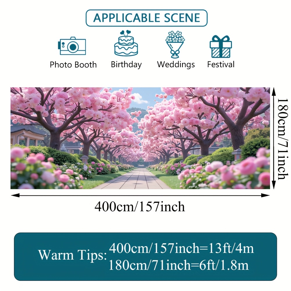 TEMU 1pc 2d Flat Printing Cherry Decorative Garage Door Fabric Banner - Elegant Design, , Ideal For Holiday Events, Weddings, Gatherings