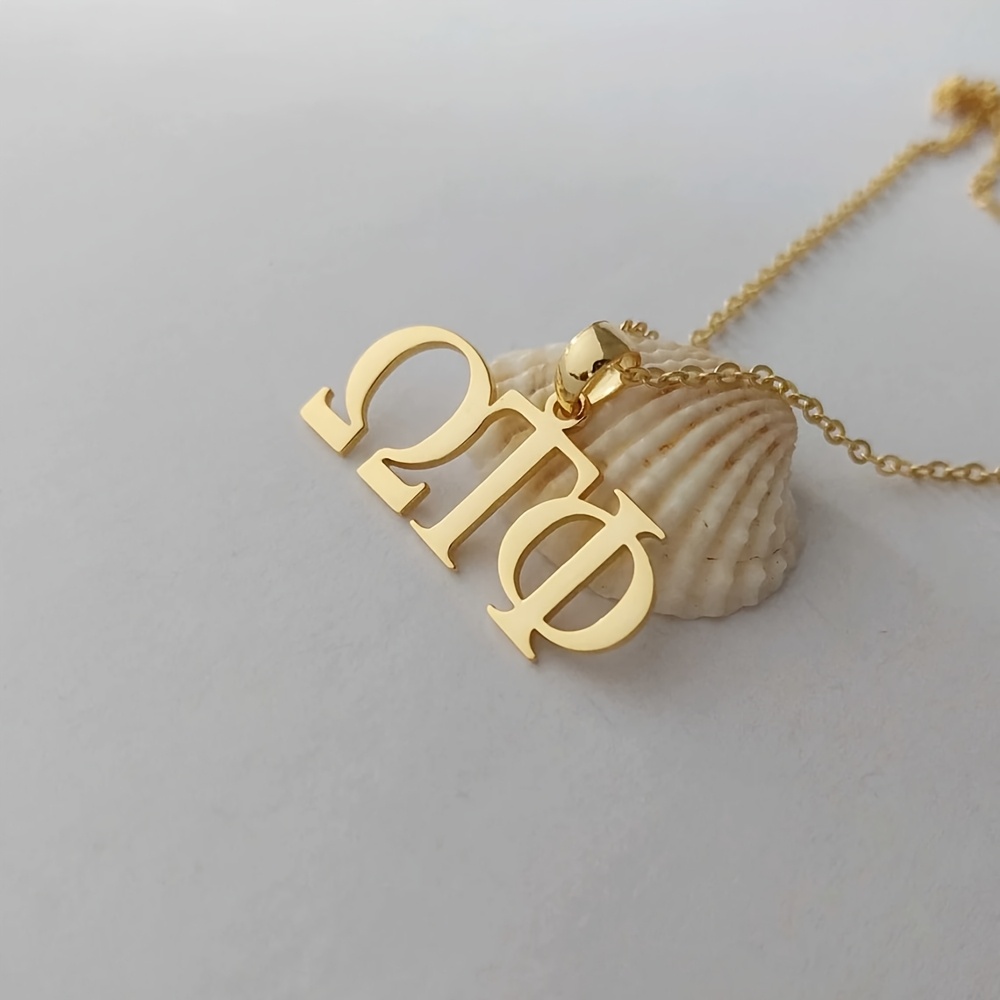 TEMU Custom Greek Letter Necklace, Personalized Necklace, Stainless Steel Initial Pendant, Gift For Her, Jewelry, Holiday Gift, Birthday Gift