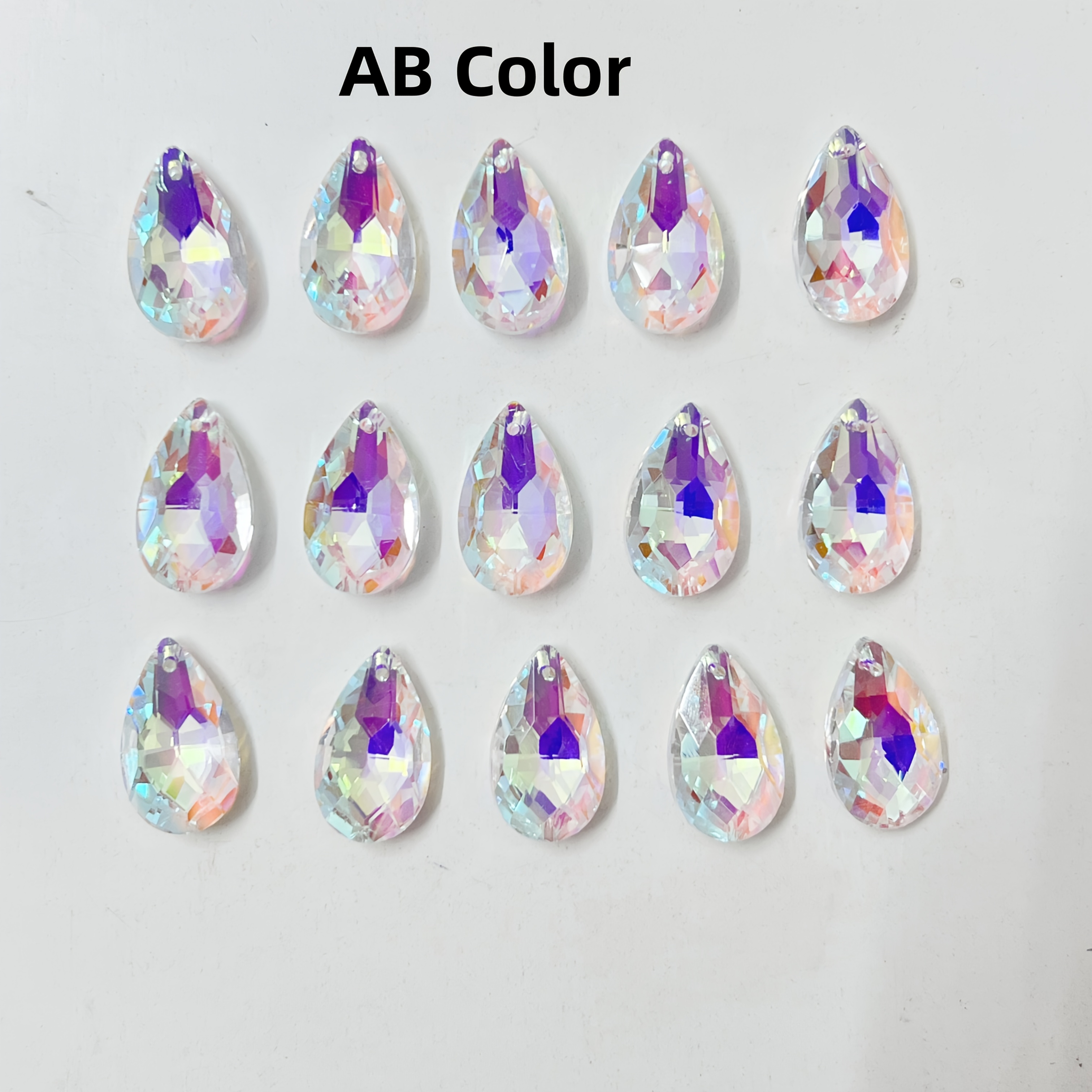 E-shop 15 Stück 28 mm AB-farbiger Glas-Kristall-Anhänger, Prismenperlen-Anhänger für Fenster, Veranden, Balkone, Partys, Hochzeitsdekorationen,