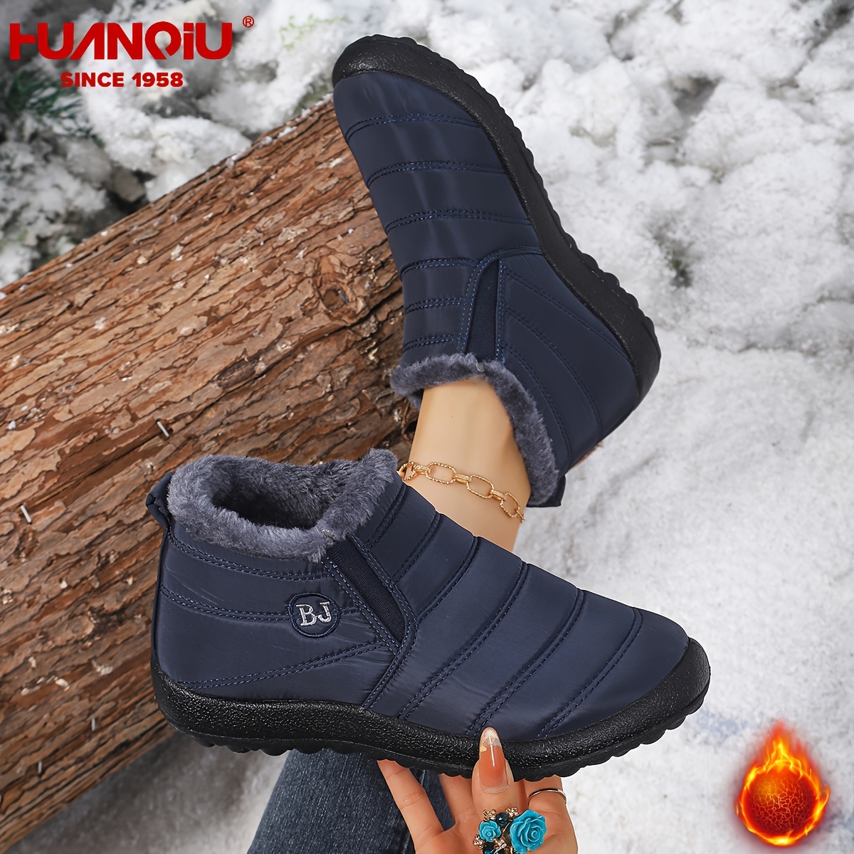 Unisex Winter Snow Boots, Plush-Lined Ankle Boots